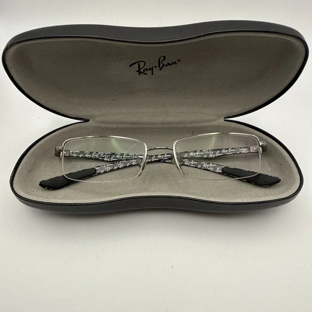 RayBan RB8407 2709 SilverCarbonFiber HalfRim Eyeglass Frames Only 52-17 140/Case